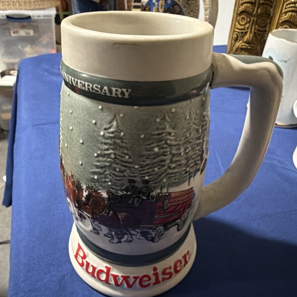 Budweiser Clydesdales 50th Anniversary Stein 1993 Ceramarte Brazil Beer Mug‎